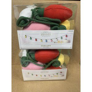 NEW 2 Packs Target Wondershop 6ft Knit Light Bulb Garland Christmas Decor Xmas